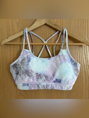 GAIAM Purple Blue Crisscross Strap Medium Support Athletic Sports Bra Size S